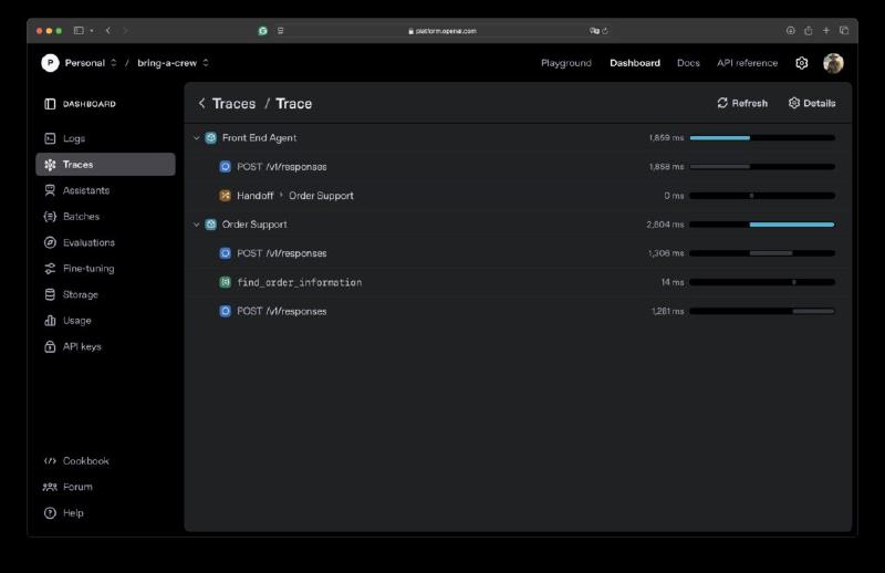 Shows the prompt of the agent using handover to other agents.
