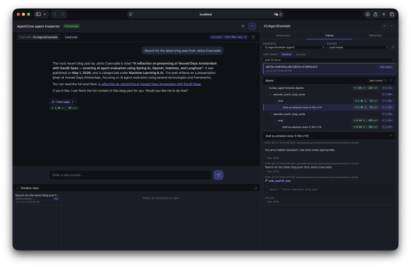 Overview of the AgentCore agent inspector