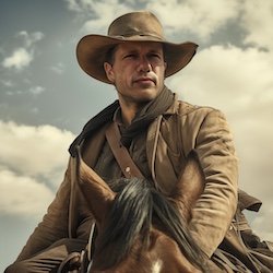 Een deepfake foto van Jettro als een Cowboy