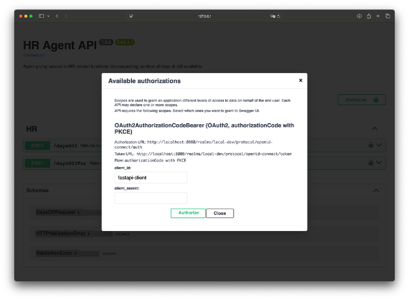 Use the client to autorize