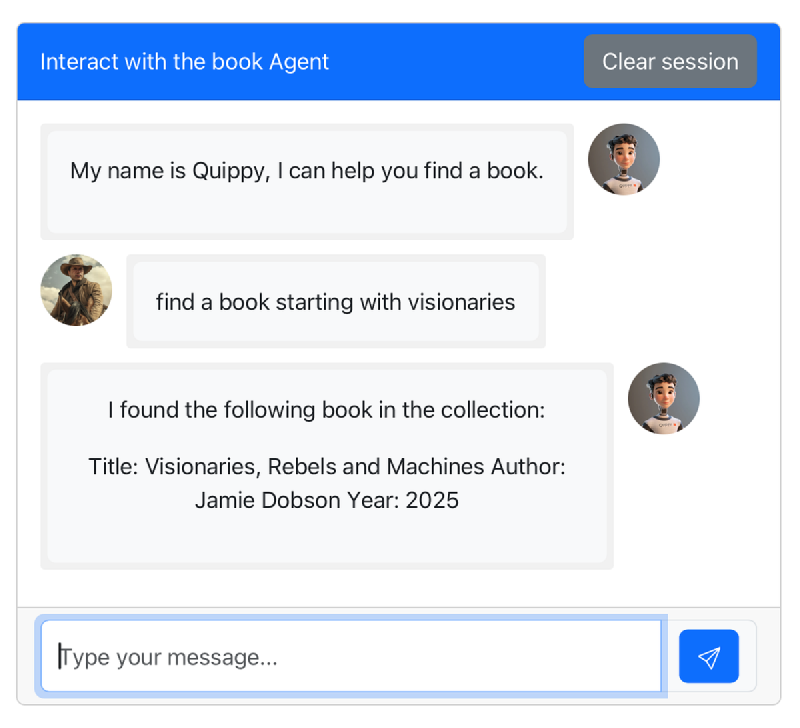 Example interaction with the Strand agent asking for a specific book.