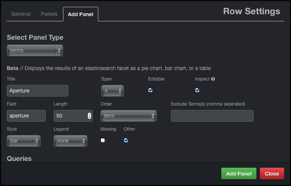 Kibana aperture configuration