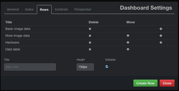 Kibana configure rows
